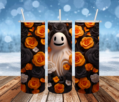 Ghost with Dark Flowers 3D Tumbler