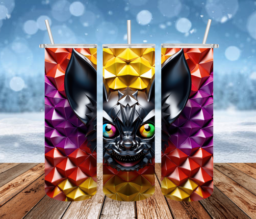 Colorful Bat Face 3D Tumbler