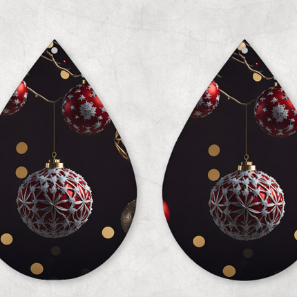 Black and Red Christmas Ornament Earrings