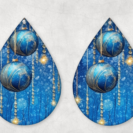 Blue Christmas Ornament Earrings