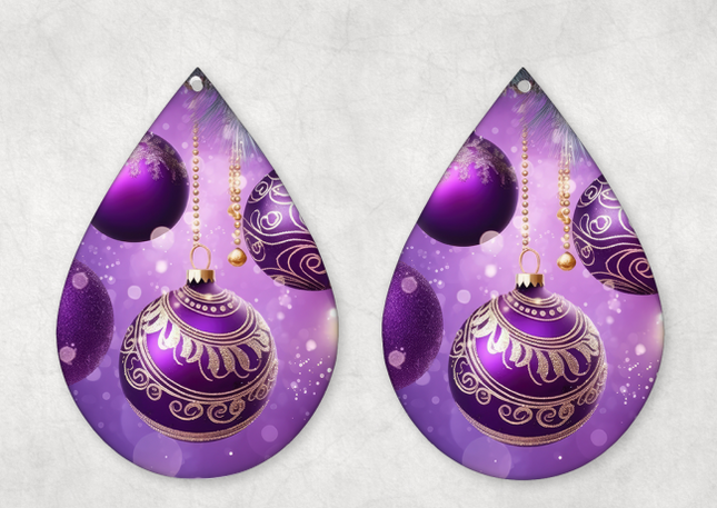 Purple Christmas Ornament Earrings