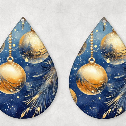 Blue Christmas Ornament Earrings