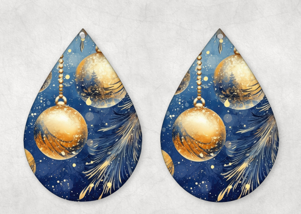 Blue Christmas Ornament Earrings