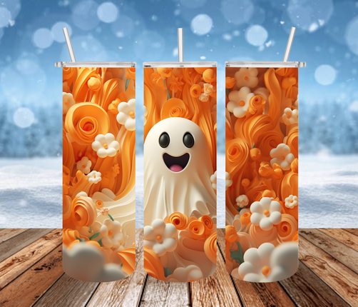 Ghost with Bright Flowers 3D Tumbler