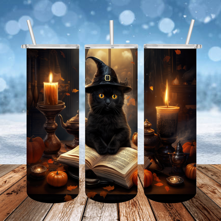 Witchy Black Cat 3D Tumbler