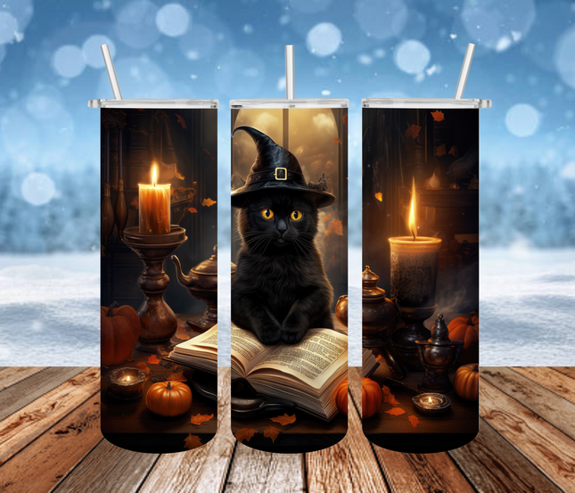 Witchy Black Cat 3D Tumbler