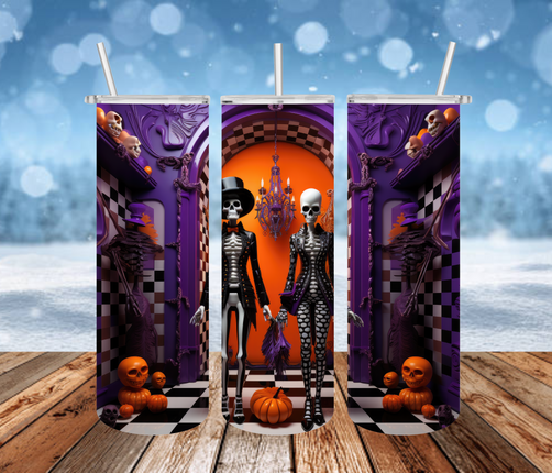 Skeleton Couple 3D Tumbler