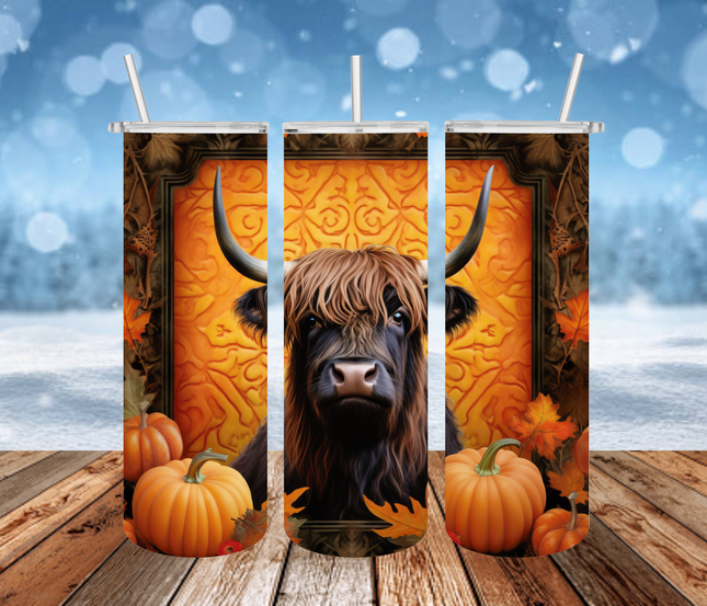 Halloween Highland Cow 3D Tumbler