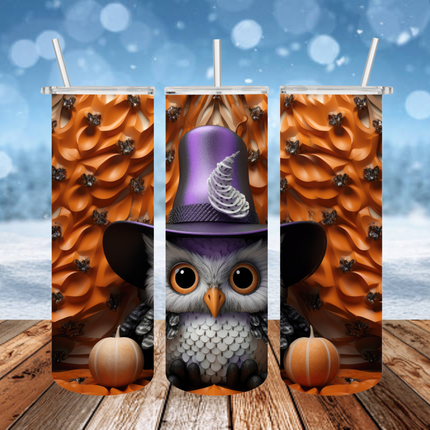 Halloween Black Owl 3D Tumbler