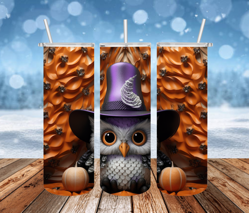 Halloween Black Owl 3D Tumbler