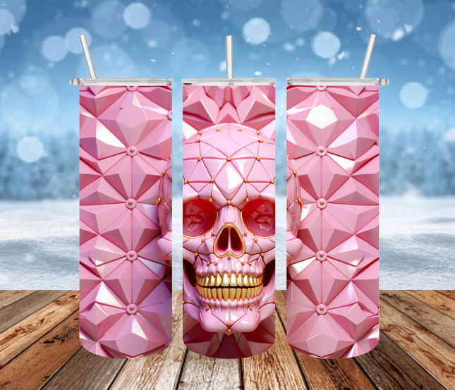 Pink Skull 3D Tumbler