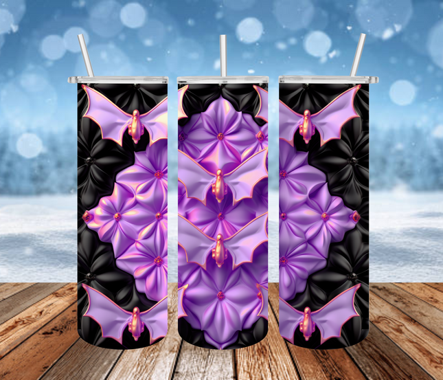 Purple Bats 3D Tumbler