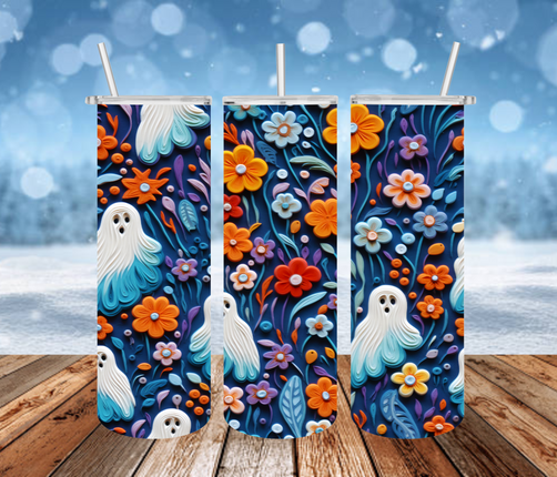 Ghostly Flowers 3D Tumbler