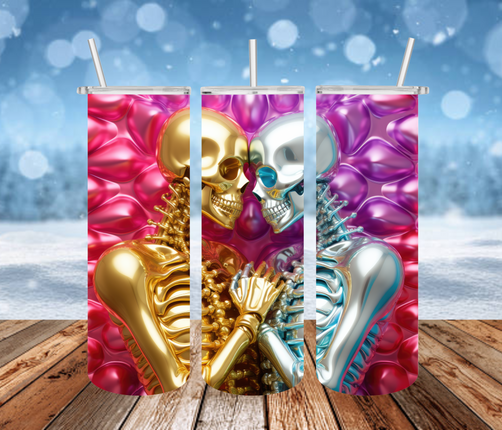 Metallic Skeleton Love 3D Tumbler