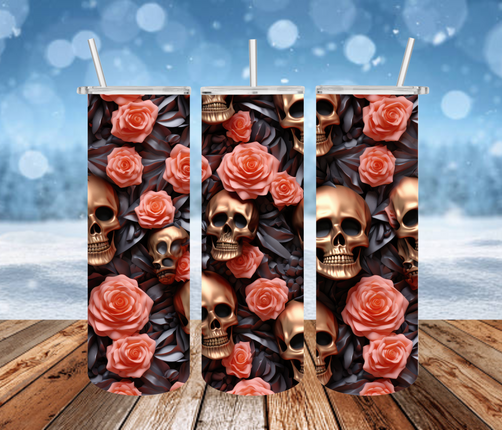 Skulls and Roses 3D Tumbler