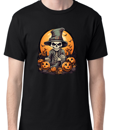 Halloween Skeleton Pumpkin Patch T-Shirt