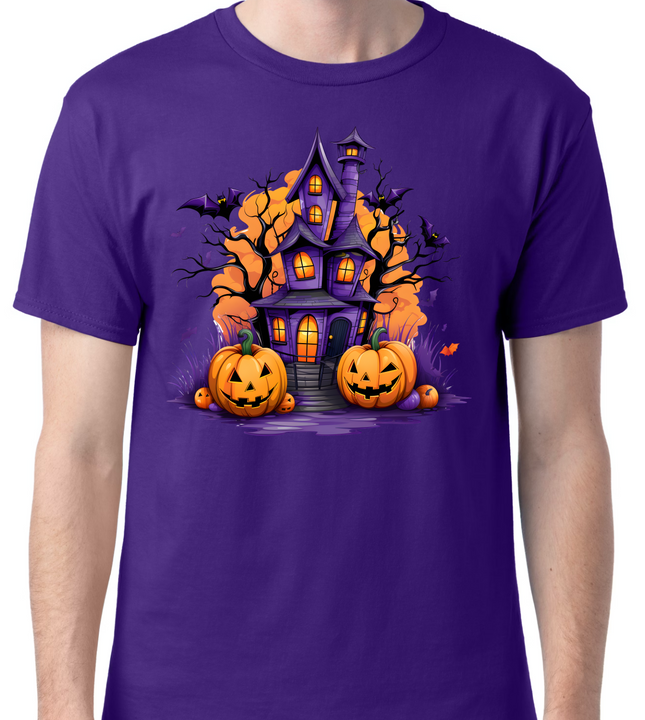 Haunted House with Jack-O-Lanterns T-Shirt