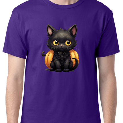 Black Kitten with Pumpkin T-Shirt
